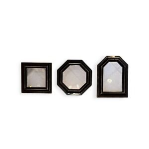 Vintage Burwood Products Co Black Geometric Wall Mirrors Set of 3 Square Octagon